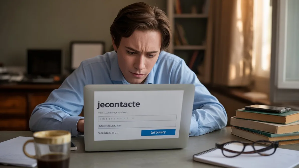 Capture d'écran du formulaire de connexion JeContacte.com avec les champs pseudo et mot de passe.