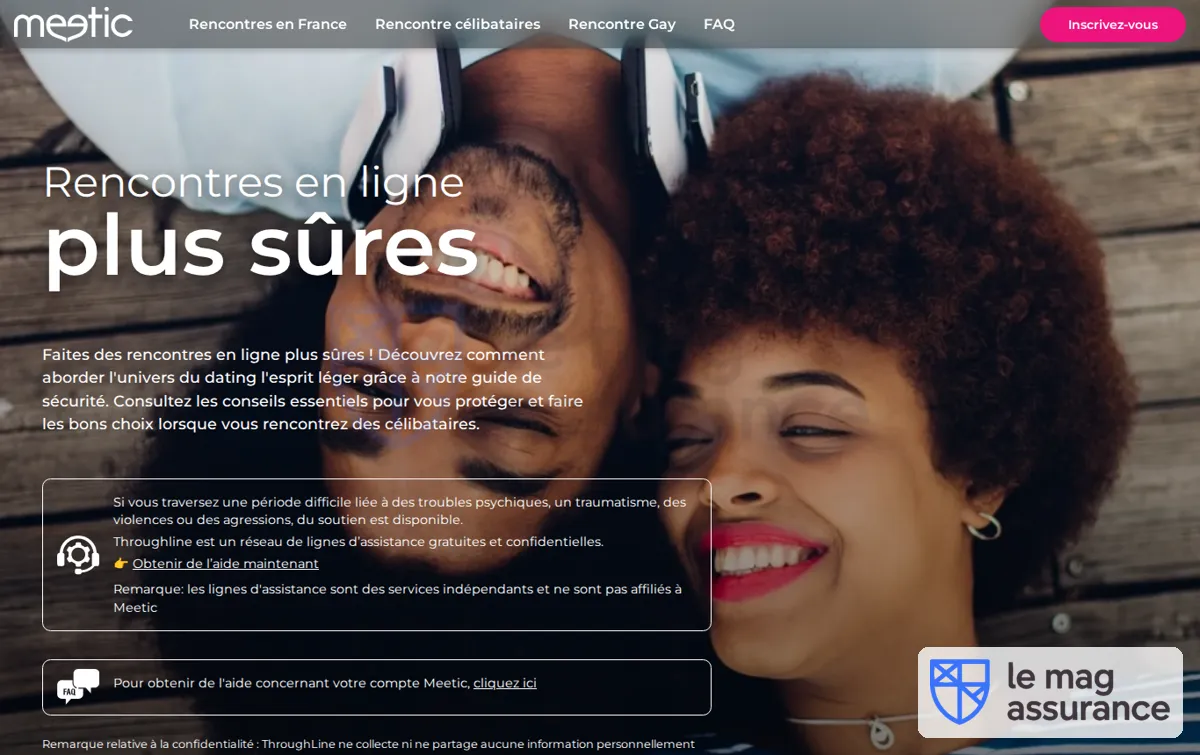 Capture : Rencontres en ligne plus sûres | Meetic